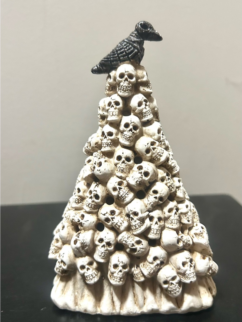 Skull Tree Holiday Decor with Raven - White